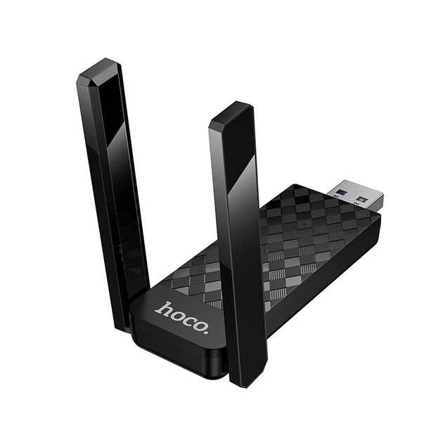 WiFi адаптер Hoco HI34 Dual-Band WiFi 6, 2.4Ghz, 5Ghz, 600 Мбіт/с, USB Black (6942007659680)