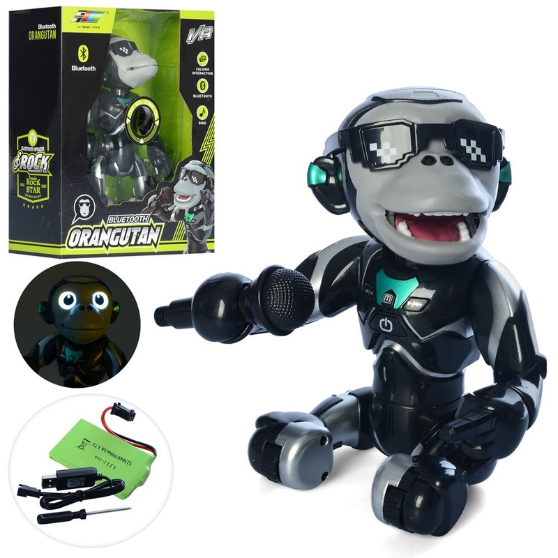 Робот-мавпочка на батарейках співає з мікрофоном Tofu Q2 
