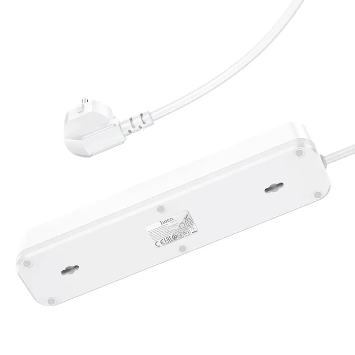 Мережевий подовжувач HOCO NS1 Aura 4-bit extension cable socket(including 1C2A PD20W fast charge) White (6931474760555)