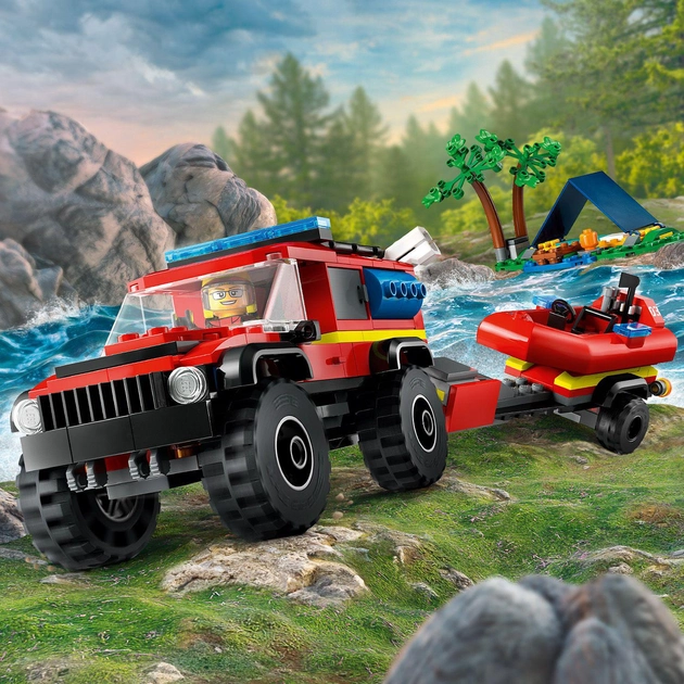 Конструктор LEGO City Пожежний позашляховик з рятувальним човном 301 деталей (60412)