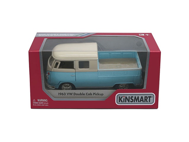 Машинка Kinsmart Volkswagen Bus Double Cab Pickup (Pastel Color) 1963 1:34 KT5387WY