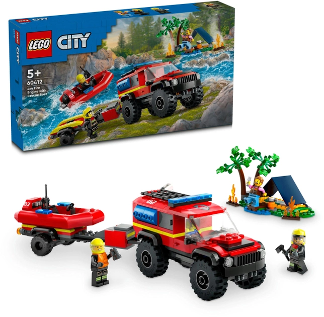 Конструктор LEGO City Пожежний позашляховик з рятувальним човном 301 деталей (60412)