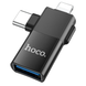 Адаптер HOCO UA17 iP male/Type-C male to USB female two-in-one adapter Black (6942007602303)