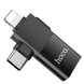 Адаптер HOCO UA17 iP male/Type-C male to USB female two-in-one adapter Black (6942007602303)