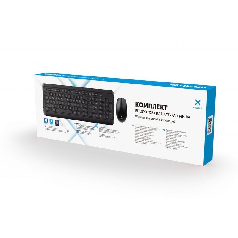 Беспроводной комплект мышь+клавиатура Vinga KBSW-110 Black