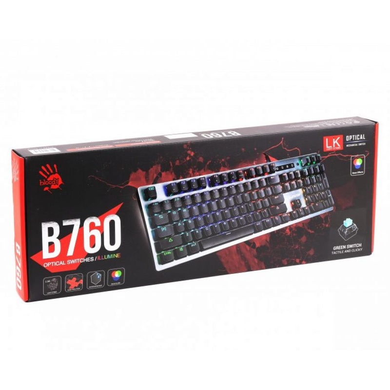 Игровая клавиатура A4Tech Bloody B760 Green Sw Black