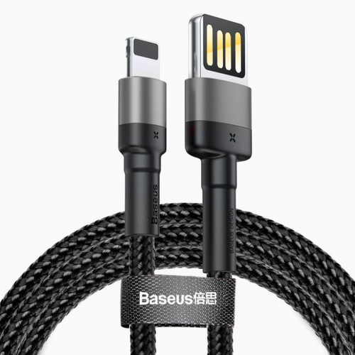 Кабель Baseus Cafule Cable(special edition)USB For iP 2.4A 1M Grey+Black (CALKLF-GG1)