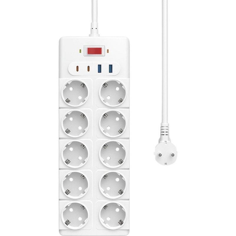 Мережевий подовжувач WIWU 14 in 1 20W GaN Power Strip 2C+2A+10AC Wi-S008 EU (2 m) White (6977703656268)