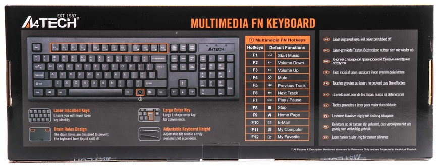Клавіатура A4-tech KM-720-BLACK-US чорна, USB