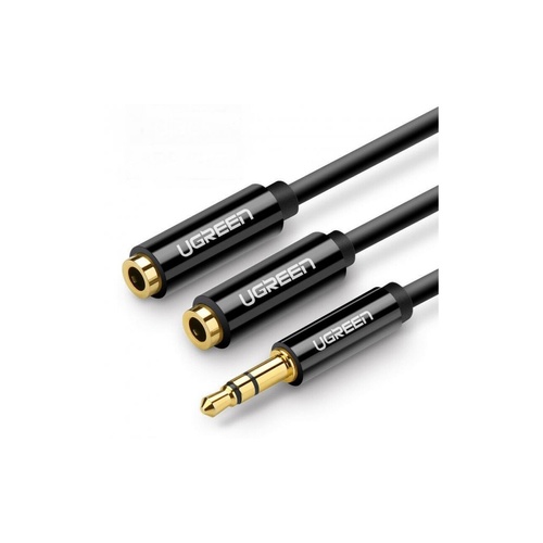 Аудіо кабель Ugreen 3.5mm M to 2x3.5mm F 0.2m AV134 Black (20816)