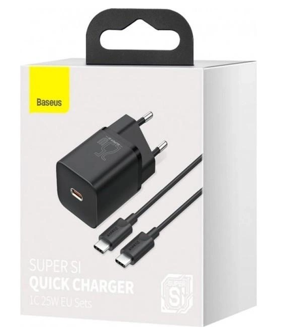Зарядное устройство Baseus Super Silicone PD Charger 25W (1Type-C) + With Cable Type-C to Type-C 3A (1 м) (TZCCSUP-L01)