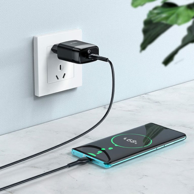 Зарядное устройство HOCO C72Q Glorious single port QC3.0 charger set Type-C 18W Black (6931474732545)