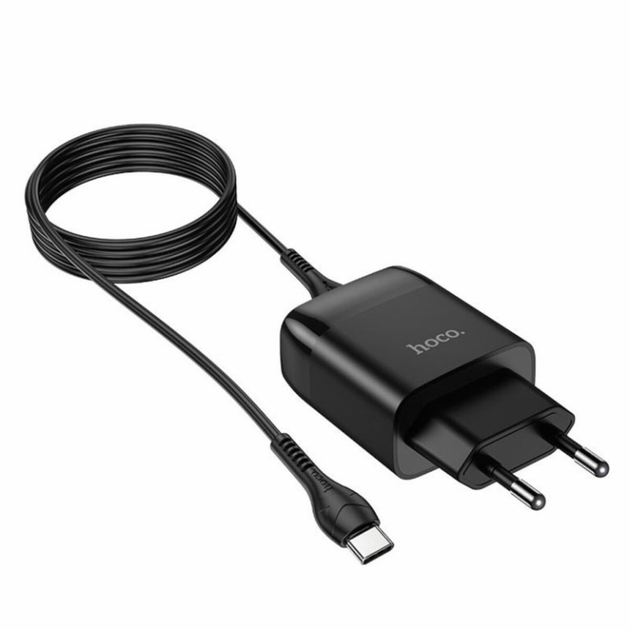 Зарядное устройство HOCO C72Q Glorious single port QC3.0 charger set Type-C 18W Black (6931474732545)