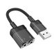 Звуковая карта HOCO LS37 Spirit 2-in-1 transparent externy sound card for earphones USB to 3.5mm Black (6942007612586)