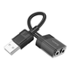 Звуковая карта HOCO LS37 Spirit 2-in-1 transparent externy sound card for earphones USB to 3.5mm Black (6942007612586)