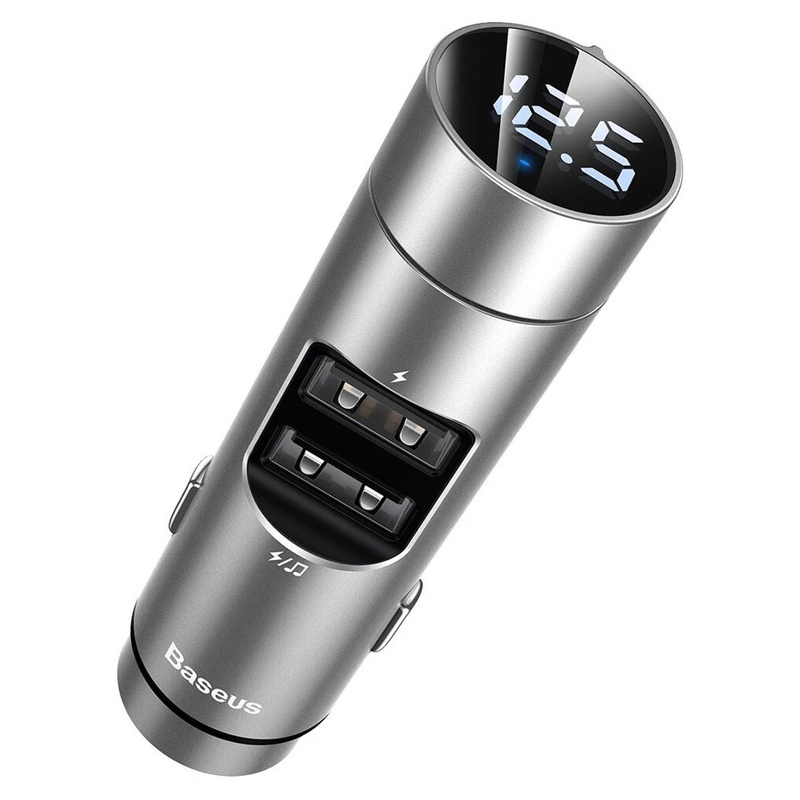 FM-модулятор с АЗУ Baseus Energy Column Car Wireless MP3 Charger Silver (CCNLZ-C0S)