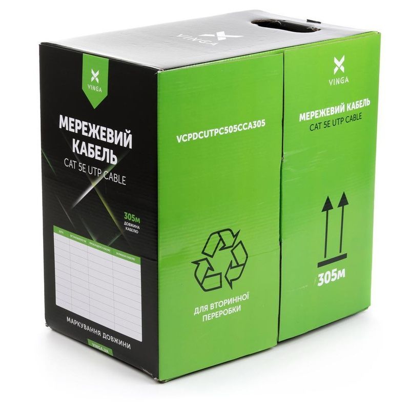 Кабель мережевий Vinga UTP Cat5e CCA (VCPDCUTPC505CCA305)