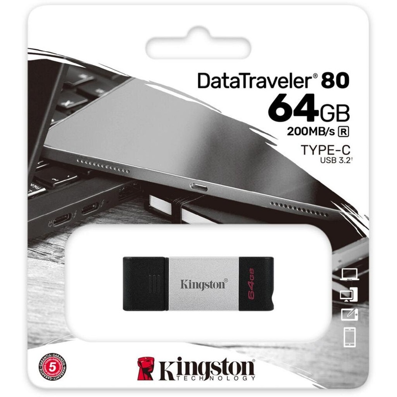 USB флеш накопитель Kingston 64GB DataTraveler 80 USB 3.2/Type-C (DT80/64GB)