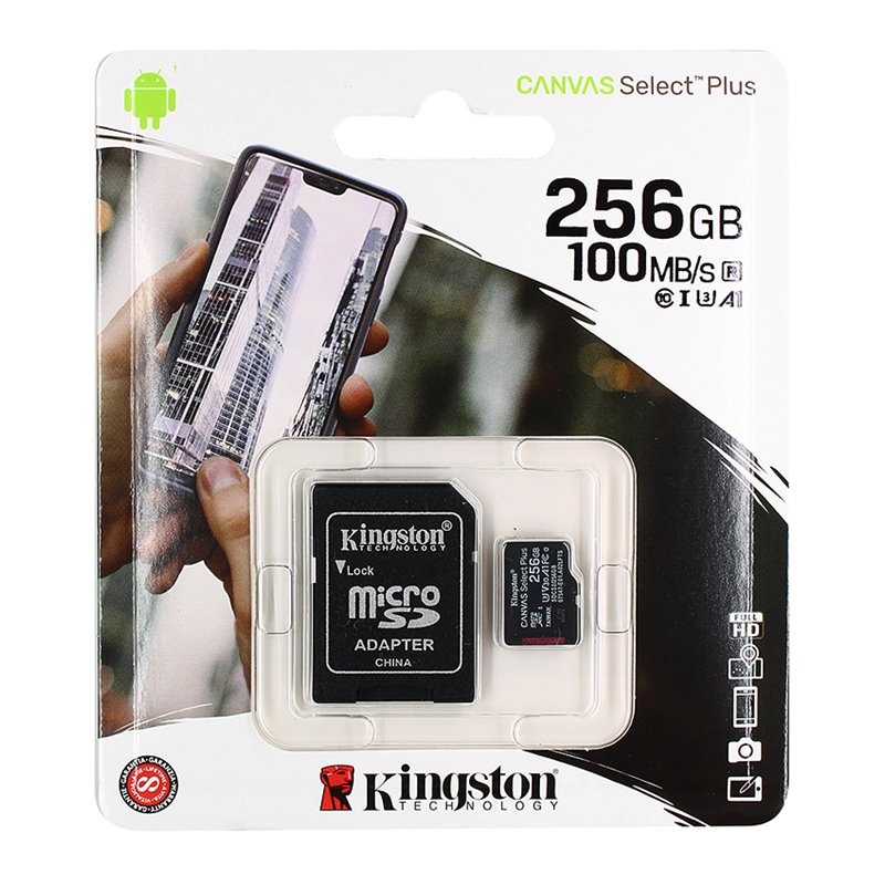 Карта пам'яті microSDXC (UHS-1) Kingston Canvas Select Plus 256Gb class 10 А1 (R-100MB/s) with adaptor (SDCS2/256GB)