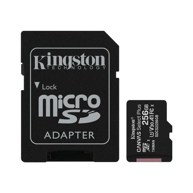 Карта памяти microSDXC (UHS-1) Kingston Canvas Select Plus 256Gb class 10 А1 (R-100MB/s) with adaptor (SDCS2/256GB)