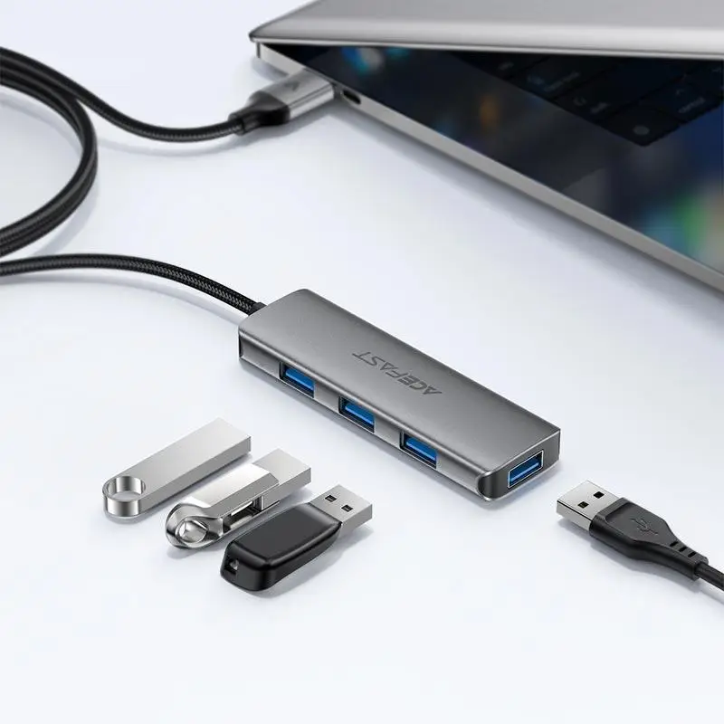 USB-хаб ACEFAST J17 USB-A 4-in-1 HUB Metal Gray (6974316285922)