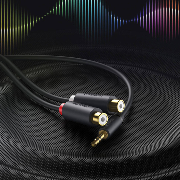 Аудіокабель UGREEN AV109 3.5mm Male to 2RCA Female Cable 25cm (Gray)(UGR-10547)
