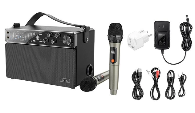 Беспроводная портативная Bluetooth Колонка Hoco BS50 Chanter, Два микрофона, 60Вт, AUX, USB, Караоке