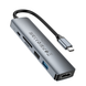 USB-хаб конвертор та кардрідер BOROFONE DH15 Buddy Type-C 6-in-1 adapter Metal Gray (6941991115585)