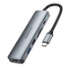USB-хаб конвертор та кардрідер BOROFONE DH15 Buddy Type-C 6-in-1 adapter Metal Gray (6941991115585)