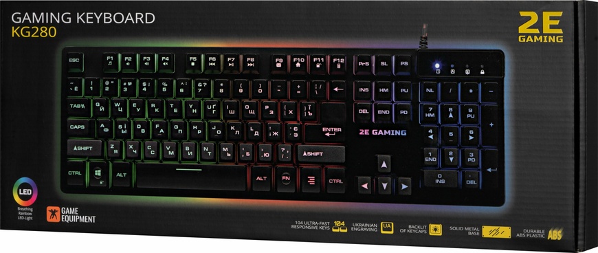 Клавіатура ігрова 2E GAMING KG280 LED USB Black Ukr (2E-KG280UB)