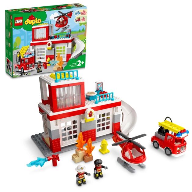 Конструктор LEGO DUPLO Town Пожарная часть и вертолёт 117 деталей (10970)