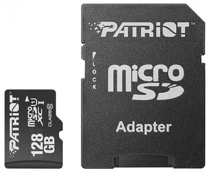 Карта памяти microSDXC (UHS-1) Patriot LX Series 128Gb class 10 (adapter SD) (PSF128GMCSDXC10)