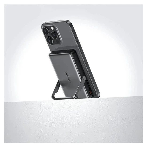 Повербанк ACEFAST M17 PD20W/22.5W magnetic fast charging power bank with built-in stand 10000mAh Black