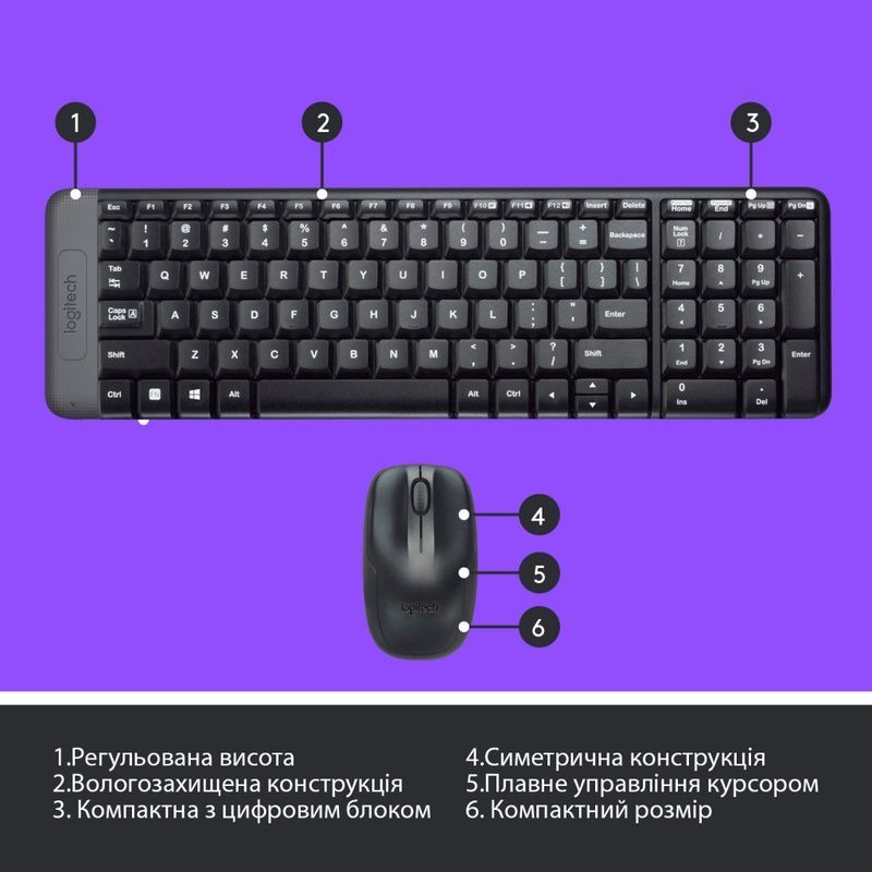 Комплект Logitech MK220 Wireless UA Black (920-003168)