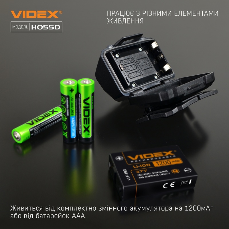Налобный фонарик Videx 500Lm 5000K с датчиком движения (VLF-H055D)