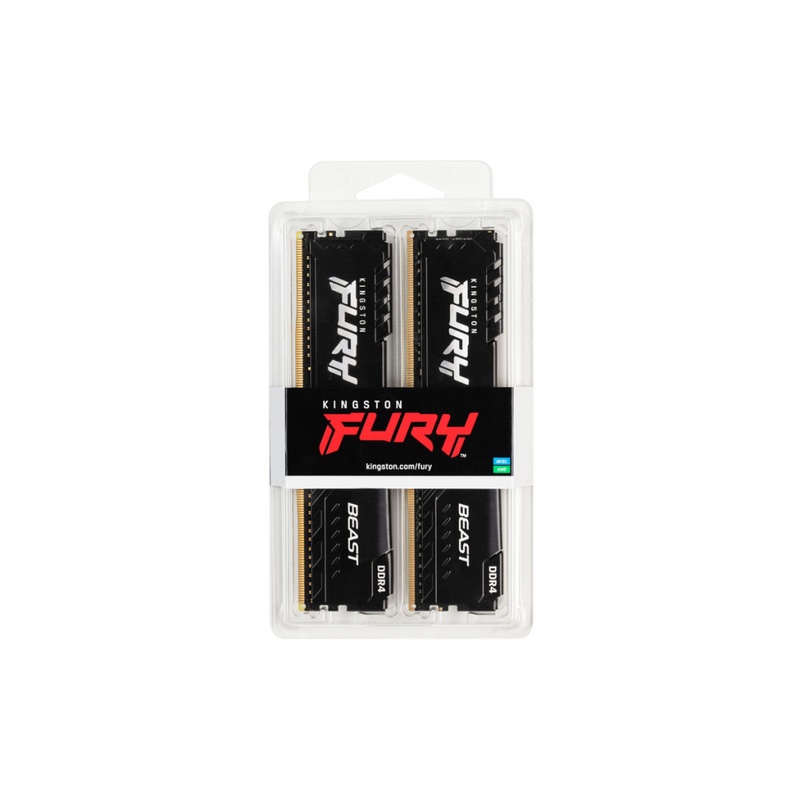 Модуль памяти для компьютера DDR4 16GB (2x8GB) 2666 MHz Fury Beast Black Kingston Fury (ex.HyperX) (KF426C16BBK2/16)