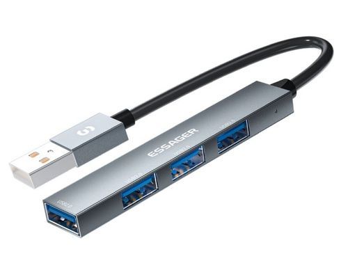Хаб Essager Fengyang 4 in 1 Splitter USB-A port Grey (EHBA04-FY0G-P)