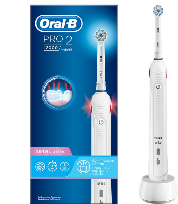 Электрическая зубная щетка Oral-B PRO2 2000 Sensi Ultrathin White (D501.513.2)