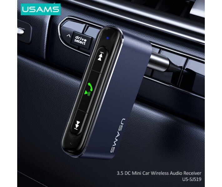 Bluetooth ресивер Usams US-SJ519 3.5DC Mini Car Wireless Audio Receiver BT5.0 Grey (SJ519JSQ01)