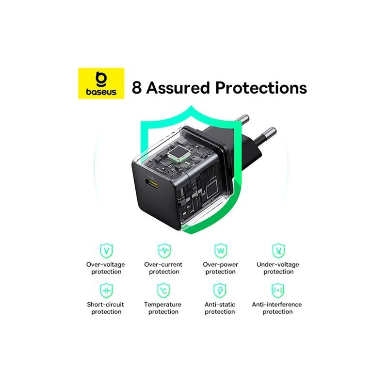 Зарядное устройство Baseus Palm Fast Charger 1C 20W + Cable 1.0m Type-C 60W black (P10111602113-01)