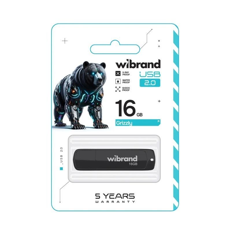 Флеш-накопичувач Flash Wibrand USB 2.0 Grizzly 16Gb Black (WI2.0/GR16P3B)